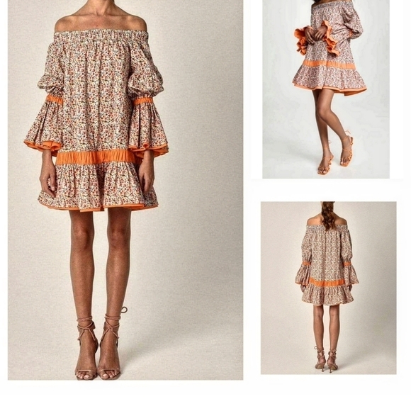 SILVIA TCHERASSI  PESCALI OFF THE SHOULDER‎ FLORAL DRESS - Picture 1 of 3
